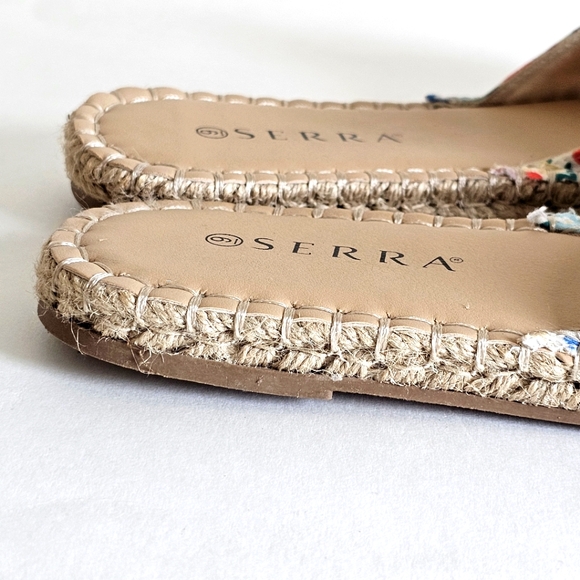 Fashion Serra Women's Sz 9 Colorful Floral Bow Slip On Espadrilles Jute Midsole - Picture 7 of 13